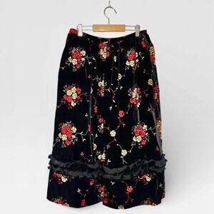 Archive Vintage Comme Des Garcons Velvet Floral Skirt